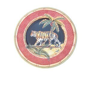 Jungle Safari Andrea Sadek Salad Plate 8.25" Hutchinson Tiger Palm Tree 8.25"